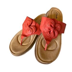 Clarks Collection BRYNN STYLE Pink Leather Ultimate Comfort Sandal Sz 7.5 M